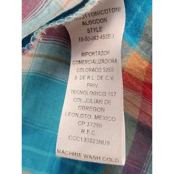 Tin Haul Womens Size L Western Plaid Button-Up Western Shirt Aztec Lining Cotto - Picture 7 of 16